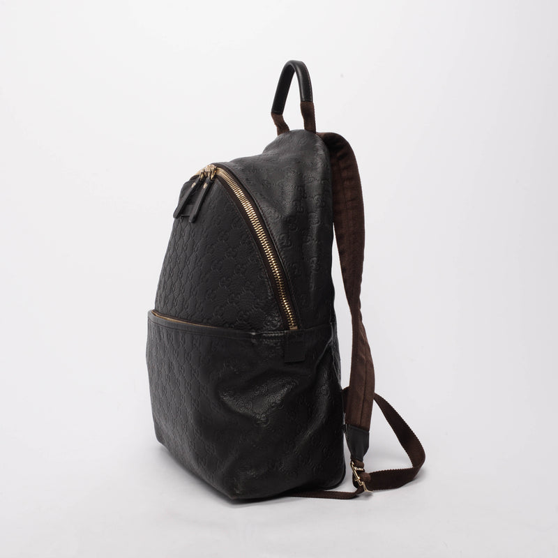 Gucci Brown Guccissima Medium Classic Backpack - Blue Spinach