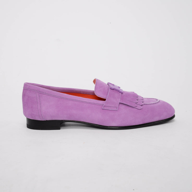 Hermes Lilac Suede Royal Loafers 39 - Blue Spinach