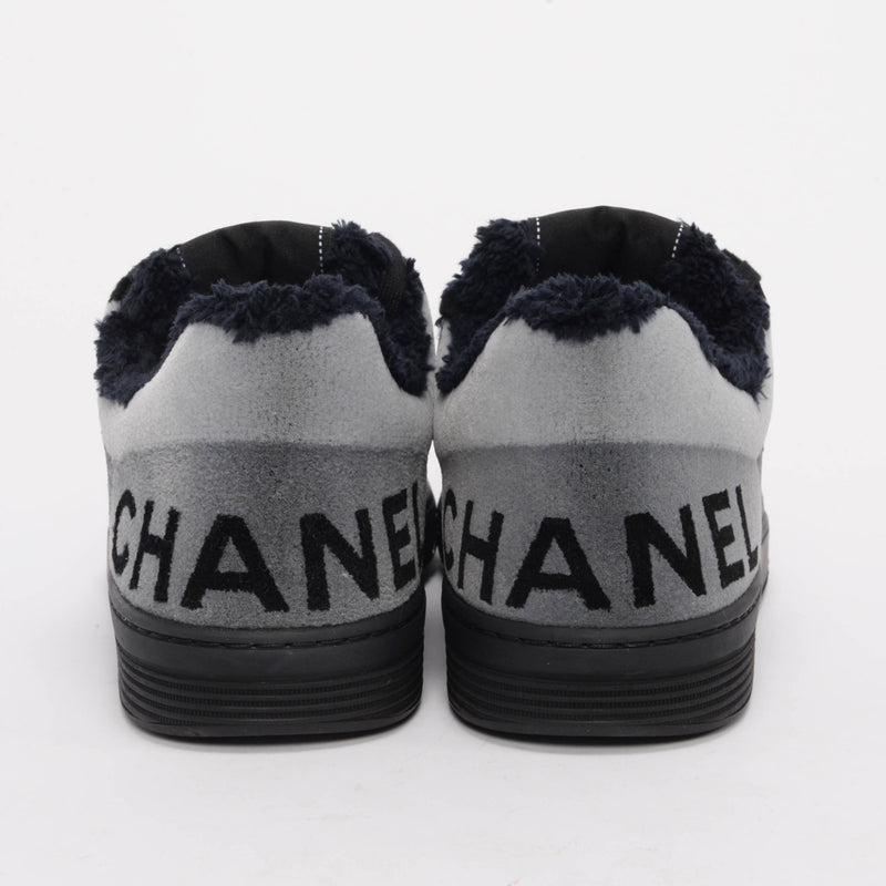 Chanel Charcoal Mixed Fibers Logo Sneakers 40 - Blue Spinach