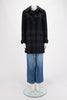 Burberry Charcoal & Navy Wool Check Coat UK 6 - Blue Spinach