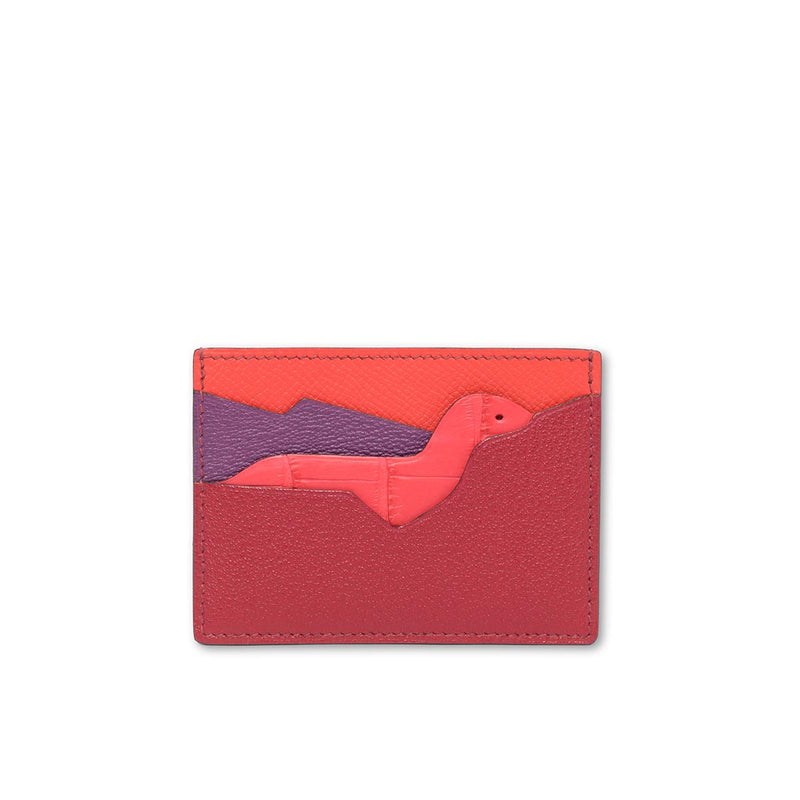 Hermes Multicolour Chevre & Alligator Histoire Naturelle Card Holder - Blue Spinach