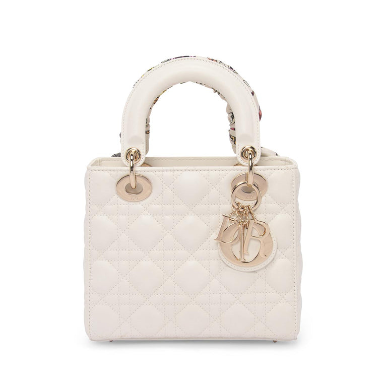 Dior White Lambskin Cannage My ABCDior Small Lady Dior Bag