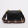 Dior Black Grained Calfskin J'Adior Flap Bag + Bohemian Strap - Blue Spinach