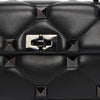 Valentino Black Lambskin Small Roman Stud Shoulder Bag - Blue Spinach