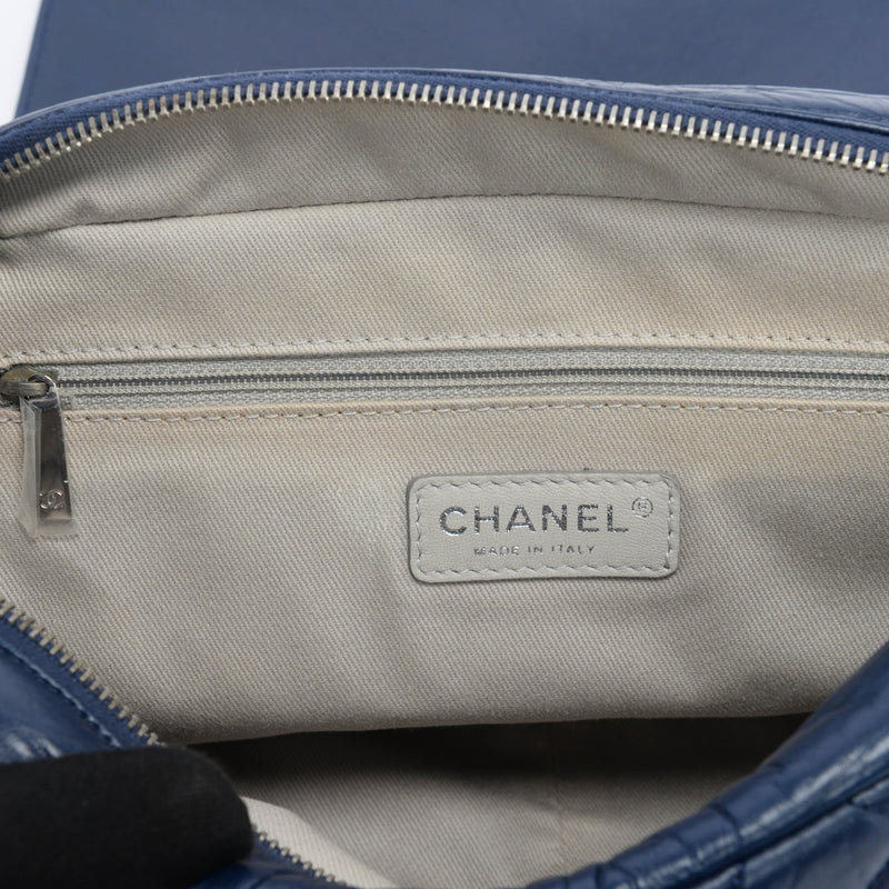 Chanel Blue Calfskin In The Mix Single Flap Bag - Blue Spinach