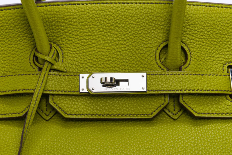 Hermes Vert Anis Togo Birkin 35 PHW - Blue Spinach