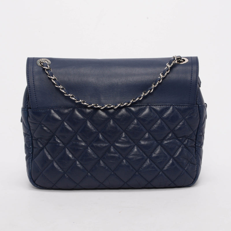 Chanel Blue Calfskin In The Mix Single Flap Bag - Blue Spinach