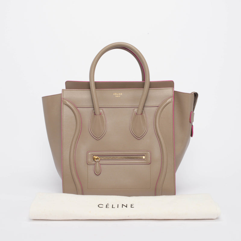 Celine Beige Palmelato Calfskin Mini Luggage Tote - Blue Spinach