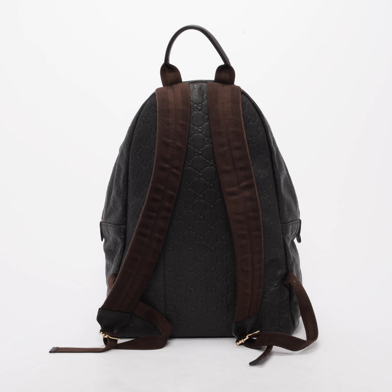 Gucci Brown Guccissima Medium Classic Backpack - Blue Spinach