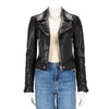 Balenciaga Black Lambskin Motorcycle Jacket FR 34 - Blue Spinach