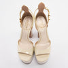 Valentino Cream Patent Tan-Go Mary Jane Sandals 36.5 - Blue Spinach