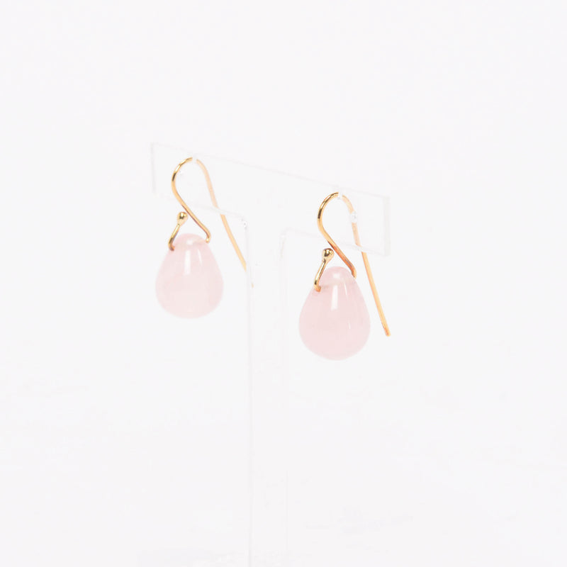 Jan Logan Rose Quartz Raindrop Earrings - Blue Spinach