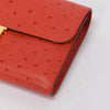 Hermes Rouge Vif Ostrich Constance Long Wallet - Blue Spinach