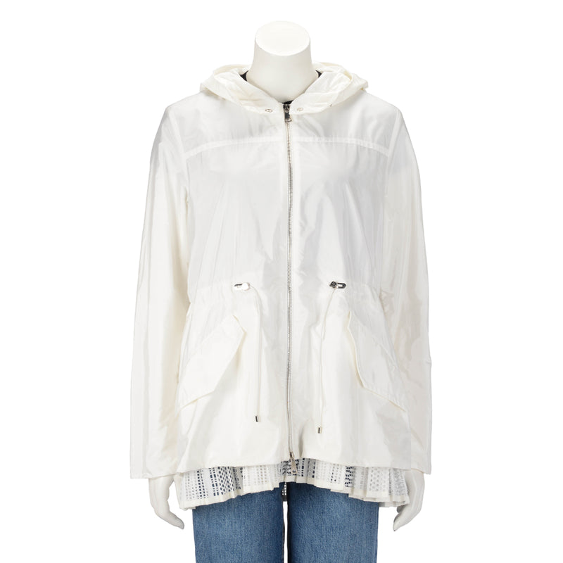 Moncler White Baaba Lace Trim Parka Jacket XL - Blue Spinach