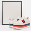 Gucci White Leather Peggy Platform Sneakers 39 - Blue Spinach