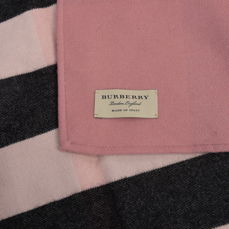 Burberry Pink Wool Reversible Check Poncho - Blue Spinach