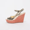 Prada Pink & Gold Metallic Snake & Croc Wedges 38.5 - Blue Spinach