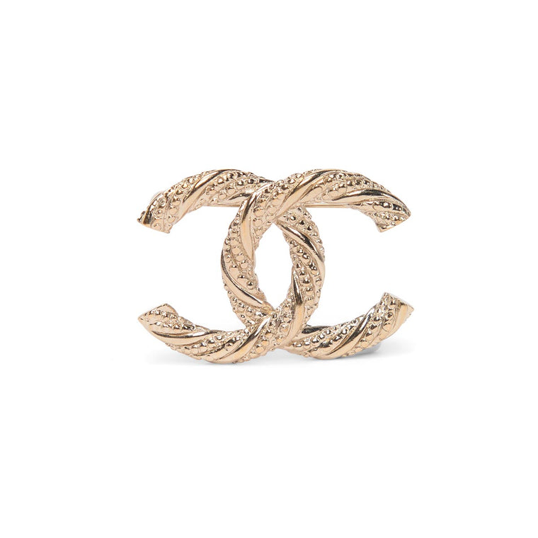 Chanel Light Gold CC Twist Brooch