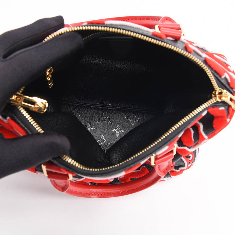 Louis Vuitton Black & Red Monogram Urs Fischer Speedy 25 - Blue Spinach