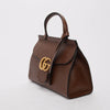 Gucci Brown Calfskin Mini GG Marmont Top Handle Bag - Blue Spinach