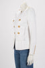 Balmain White Viscose Weave Epaulette Blazer FR 36 - Blue Spinach