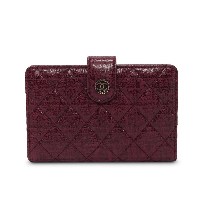 Chanel Burgundy Tweed Effect Paris to Edinburgh Wallet - Blue Spinach