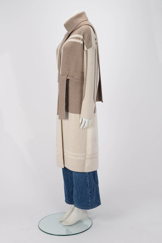 Hermes Beige Cashmere Brides de Gala Long Cardigan FR 34 - Blue Spinach