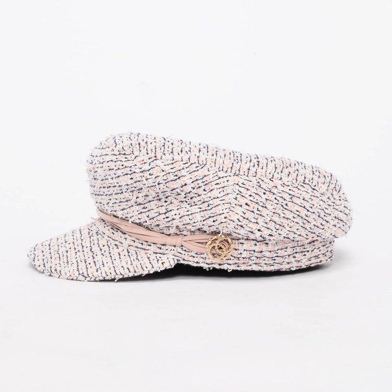 Chanel Pink Tweed Newsboy Cap - Blue Spinach