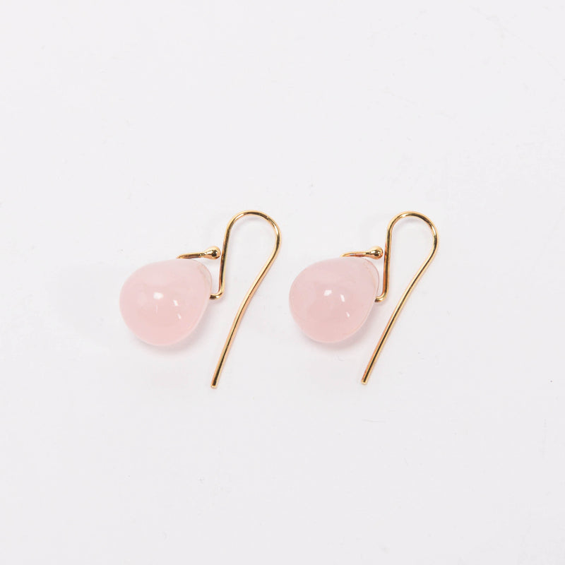 Jan Logan Rose Quartz Raindrop Earrings - Blue Spinach