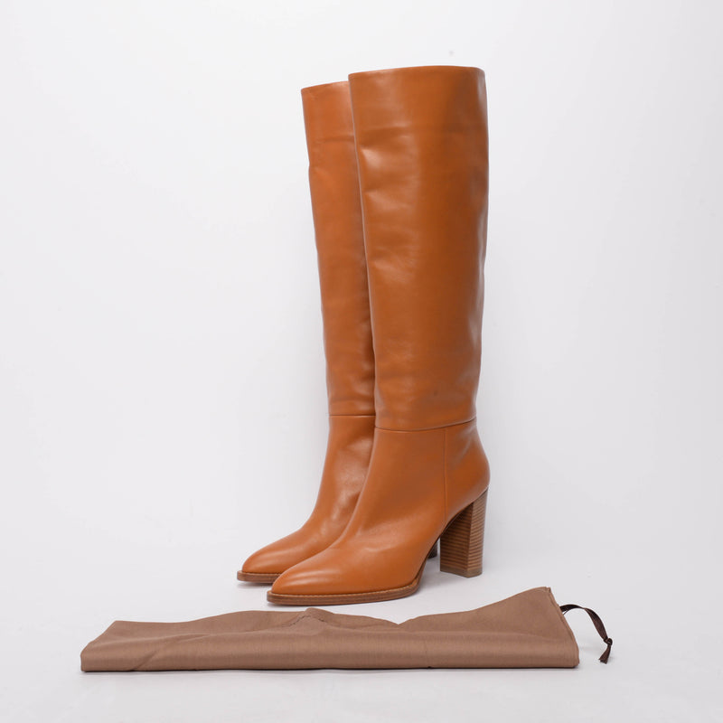 Gianvito Rossi Tan Calfskin Kerolyn Boots 41 - Blue Spinach