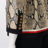 Gucci Beige Snake Effect Leather Web Trim Jacket IT 36 - Blue Spinach