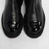 Chanel Black Patent Calfskin Cap Toe CC Ankle Boots 36 - Blue Spinach