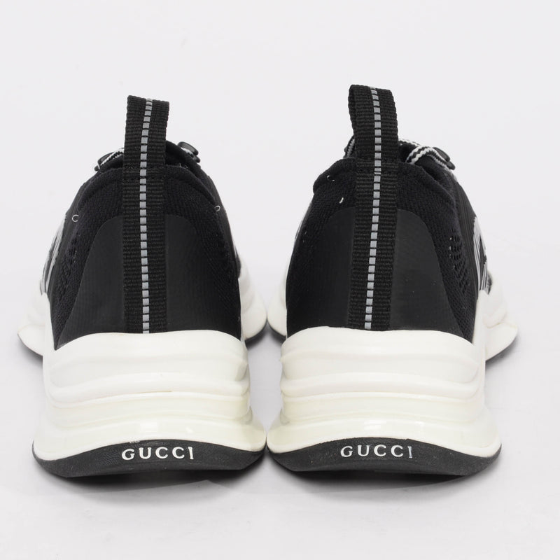 Gucci Black Knit Fabric GG Run Sneakers 38.5 - Blue Spinach