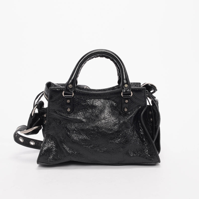 Balenciaga Black Arena Lambskin Neo Cagole XS Bag - Blue Spinach