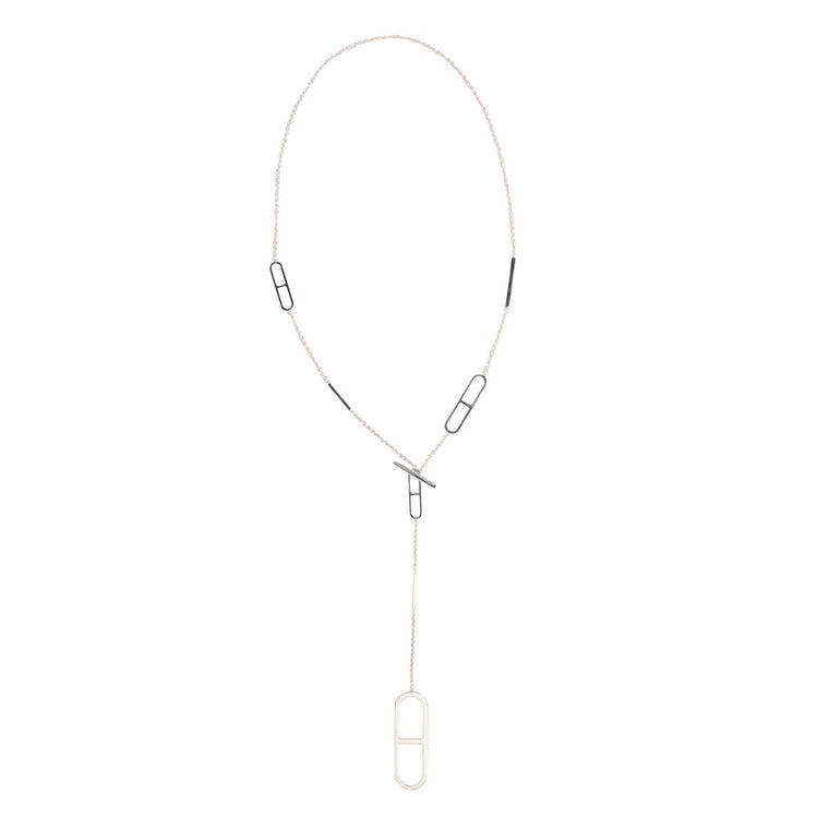 Hermes Silver Ever Chaine D'Ancre Long Necklace