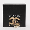 Chanel Light Gold Gripoix Flower & Pearl CC Brooch - Blue Spinach