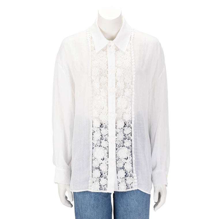 Zimmermann White Raie Lace Flower Shirt 4