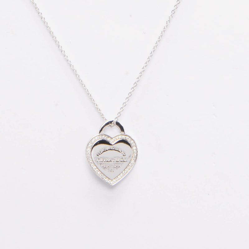 Tiffany & Co 18k White Gold Return to Tiffany Heart Necklace - Blue Spinach