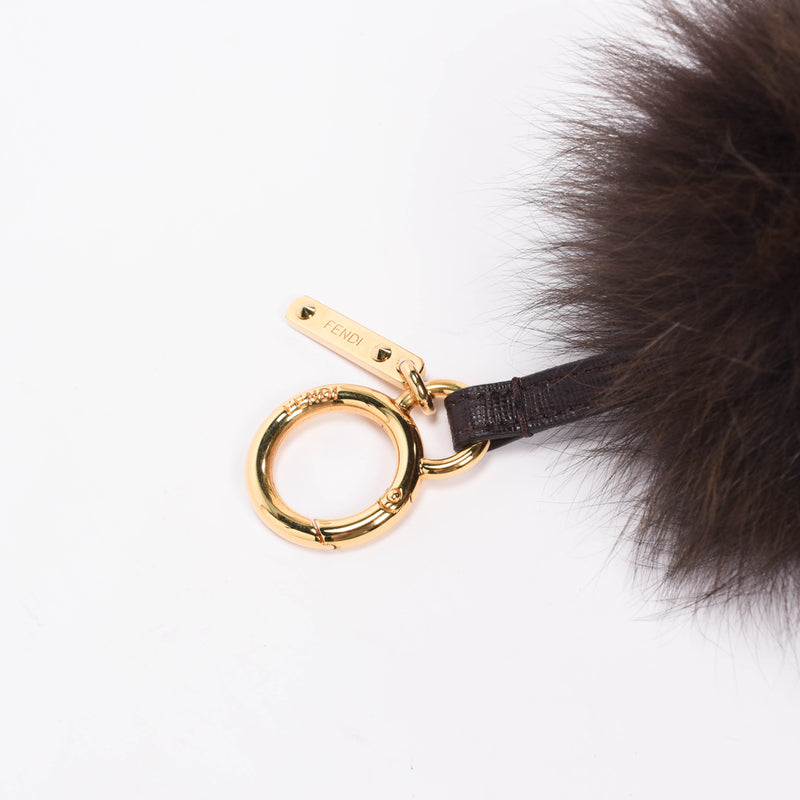 Fendi Chocolate Fur Pom Pom Bag Charm - Blue Spinach