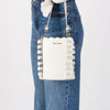 Miu Miu White Calfskin Flower Scalloped Bucket Bag - Blue Spinach