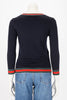 Gucci Navy Wool Web Detail Sweater S - Blue Spinach