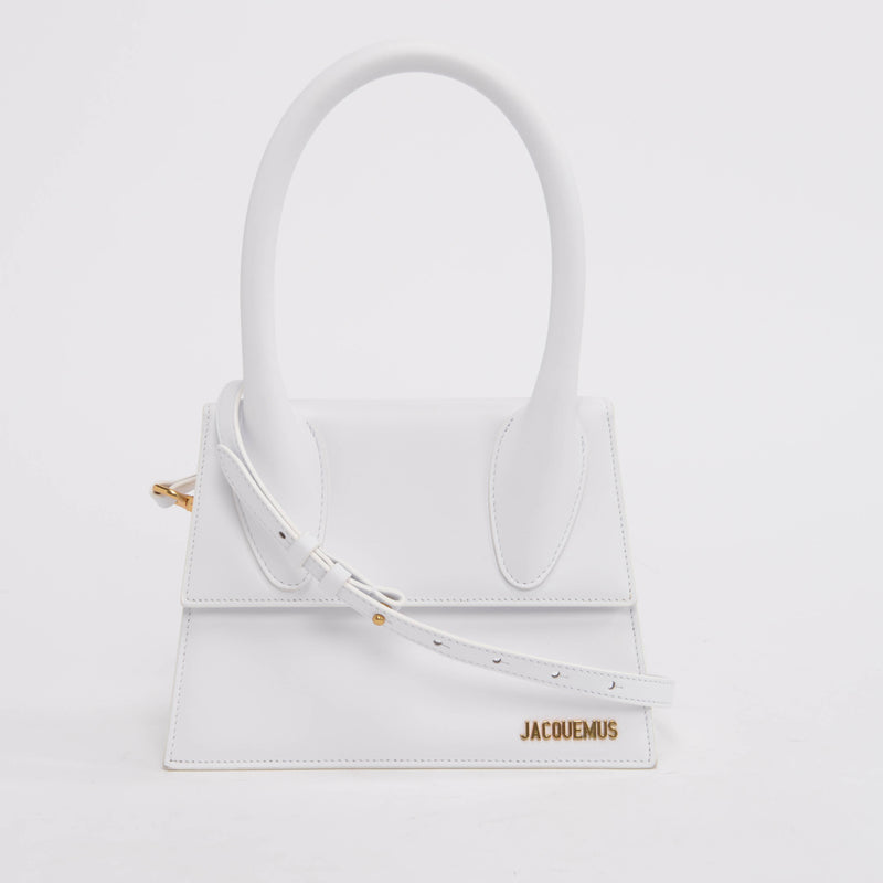 Jacquemus White Leather Le Grand Chiquito Bag - Blue Spinach