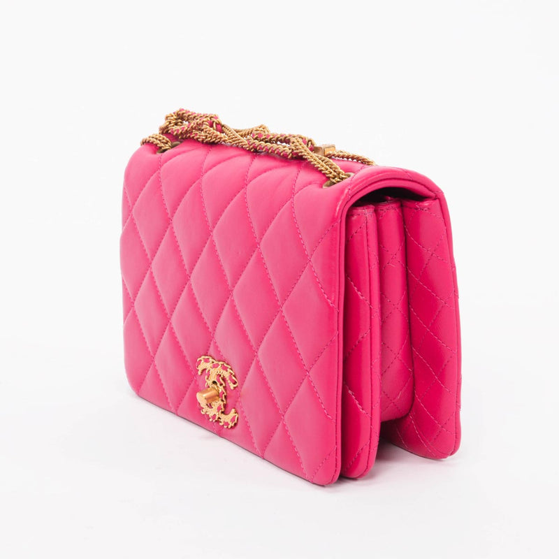 Chanel Fuchsia Quilted Lambskin On And On Chain Bag - Blue Spinach