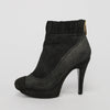 Chanel Anthracite Metallic Suede Platform Sock Boots 37 - Blue Spinach