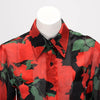 Saint Laurent Black & Red Silk Roses Print Blouse FR 36 - Blue Spinach