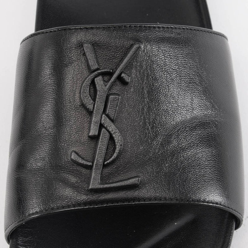 Saint Laurent Black Joan Slides 39 - Blue Spinach