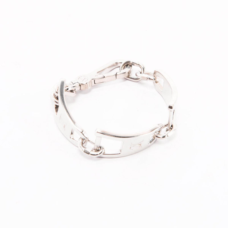 Louis Vuitton Silver Logo Zipper Link Bracelet - Blue Spinach