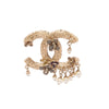 Chanel Light Gold Gripoix Flower & Pearl CC Brooch - Blue Spinach