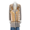 Hermes Taupe Alpaca Tapis Persans Silk Panel Cardigan FR 34 - Blue Spinach