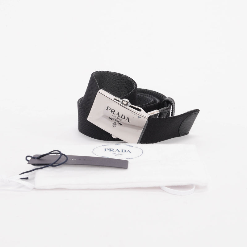 Prada Black & Grey Nylon Reversible Belt - Blue Spinach